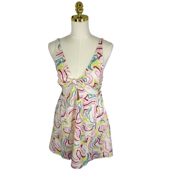 NEW For Love & Lemons Palmer Mini Dress Y2K Party Retro Satin Swirl Cut Out Sz M - Picture 5 of 15